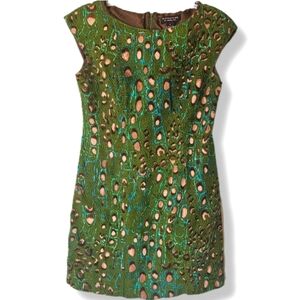 RARE Robbie Bee Sheath Shift Mini Dress Sz 6 Abstract Peacock Mod Retro Inspired